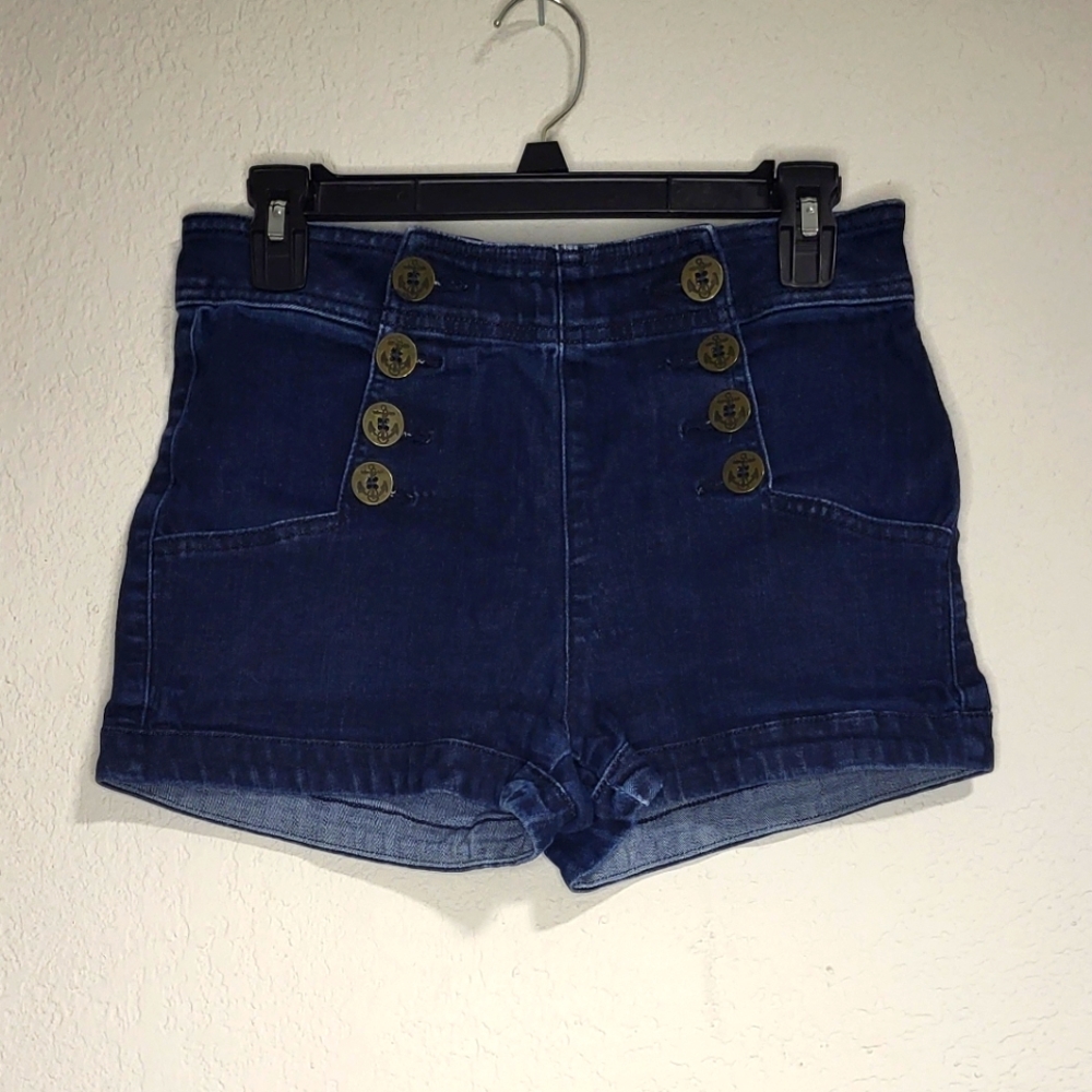 Express Jeans High-rise dark blue denim short